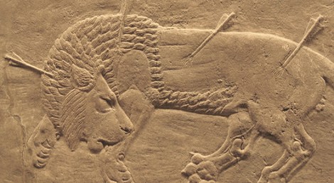 Chasse au lion à Ninive, 645-635 av. J.-C. Domaine public.